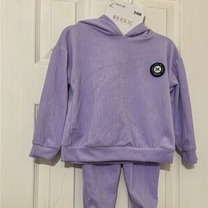 RBX Girls' Sweatsuit Set, Velour Pullover Hoodie Sweatshirt, Jogger (24 Month)